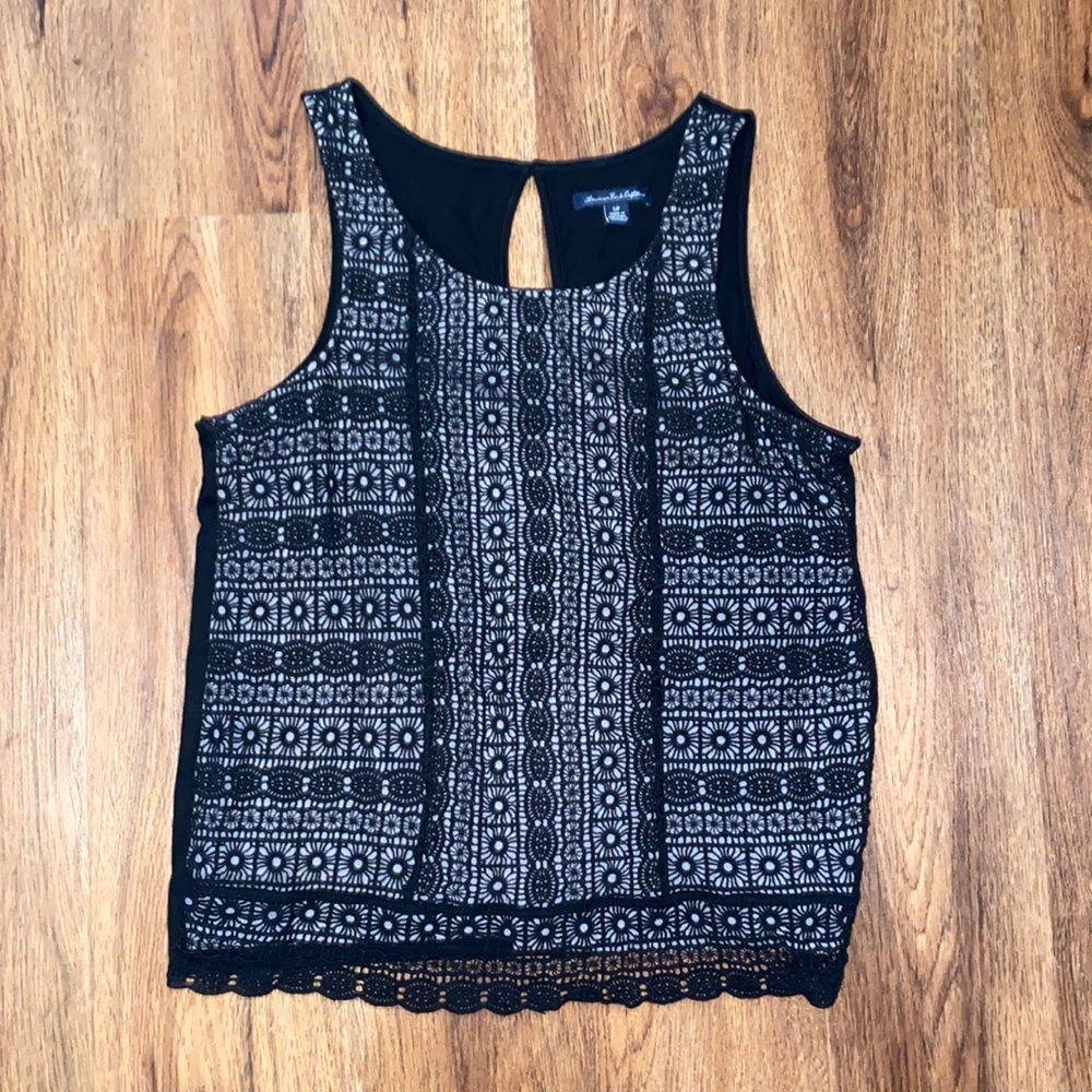 Lace patterned front blouse